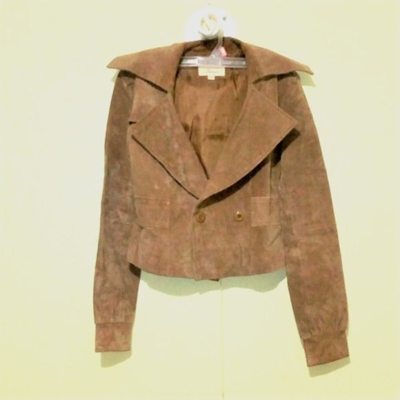 Vintage genuine 100% leather suede leather cropped - Picture 1 of 12